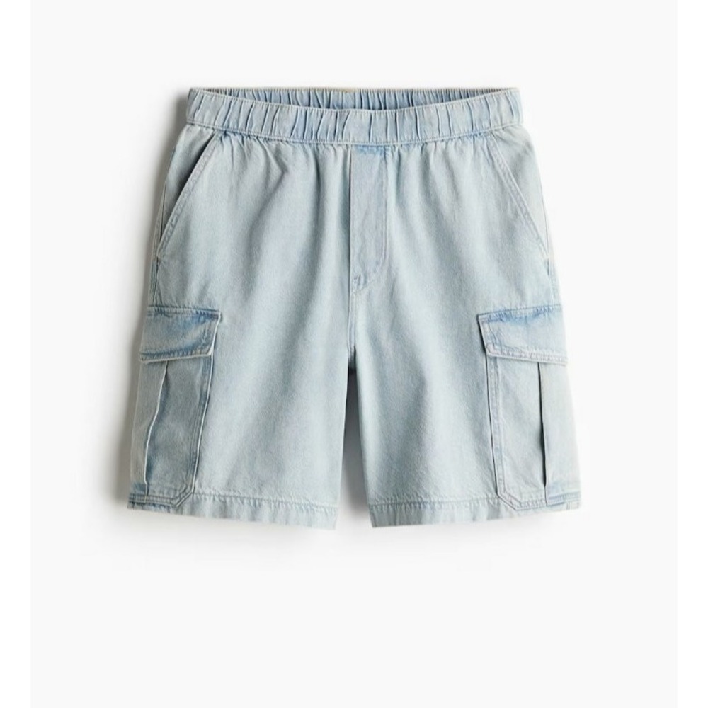 H&M Women's Shorts Size S Blue Loose Denim Cotton Cargo‎